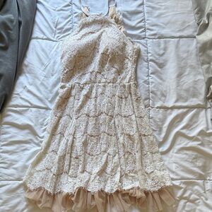 Francesca Lace Dress in Cream and Pink